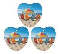 Colorful Flip Flops Beach Ball Car Air Freshener Hanging Incense Chips 3 Pack Automotive Scented Hanging Sheets Love form for Car Home Auto Interior Decor