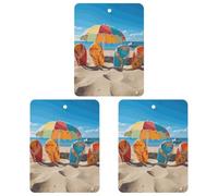 Colorful Flip Flops Beach Ball Car Air Freshener Hanging Incense Chips 3 Pack Automotive Scented Hanging Sheets Square for Car Home Auto Interior Decor