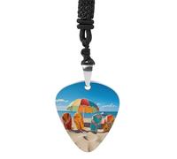 Colorful Flip Flops Beach Ball Guitar Pick Necklace Exquisite Titanium Steel Personalized Necklaces Cool Pendant Necklaces Fashion Guitar Pick Holder Necklace Unique Gifts for Adult