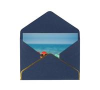 Colorful Flip Flops Beach Ball Print Horizontal Gold-Edged Pearl Greeting Card W/Envelope-Holiday,Birthday,Anniversary,Party(2pcs)