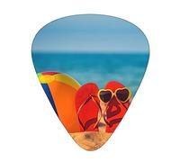 Colorful Flip Flops Beach Ball Printed Triangle Guitar Picks 12 Pcs Novelty Guitar Plectrums for Bass, Electric, Acoustic Guitar