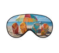 Colorful Flip Flops Beach Ball Sleep Mask Light Block-Out Eye Mask for Side Sleeper Pressure-Free Soft Night Blindfold with Adjustable Strap Breathable Sleep Eye Cover for Travel