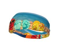Colorful Flip Flops Beach Ball Sports Headbands Moisture Wicking Athletic Terry Cloth Sweatband Sweat Absorbing Head Band