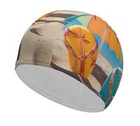 Colorful Flip Flops Beach Ball Swim Caps for Adult Women & Men, Lightweight Stretchable Swim Pool Hat,Swimming Caps for Pool, Beach, Lap Swimming,Surfing Protection Hair Ears