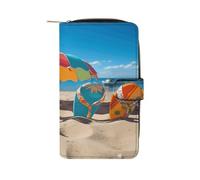 Colorful Flip Flops Beach Ball Wallet Multifunctional Leather Wallets for Men Compact Long Wallet Credit Card Holder Passport Bag