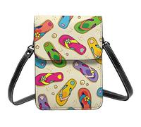 Colorful Flip Flops Hairy Ferret Crossbody Cell Phone Purses for Women, PU Leather Cute Printed Small Mobile Phone Wallet