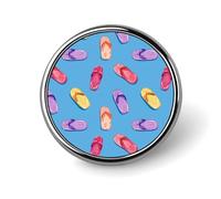 Colorful Flip-flops Pattern Round Brooch Pin Lapel Pins Tie Suit Dress Accessories Wedding Birthday for Men Women