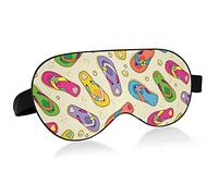 Colorful Flip Flops with Flowers Slippery Seamless Eye Masks Cover Blocks Light Sleep Mask Shade Cover Blindfold Relaxing Eyeshade Cover with Adjustable Head Strap for Men Women Kids