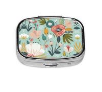 Colorful Flora Print Square Pill Box,Portable for Pocket Or Purse Pill Organizer Pill Container Holder