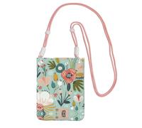 Colorful Flora Printing Travel Cell Phone Pouch Crossbody Bag With Shoulder Strap For Phone,Walking Passport,Wallet