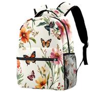 Colorful Floral and Butterflies Pattern Backpack for Teen Girls Boys, School Bag for Elementary Middle Students