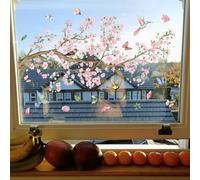 Colorful Floral Bouquet Window Sticker, Floral Pattern Window Sticker, Spring Summer Wildflower Grass Window Decals, Florals Double-Side Anti-Collision Static Clings (A4,60X30CM)