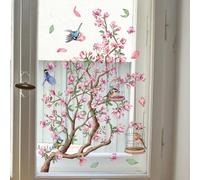 Colorful Floral Bouquet Window Sticker, Floral Pattern Window Sticker, Spring Summer Wildflower Grass Window Decals, Florals Double-Side Anti-Collision Static Clings (A3,60X30CM)