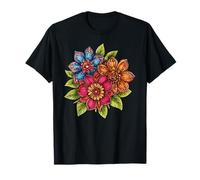 Colorful Floral Bouquet with Leaves Bright Spring Flowers T-Shirt