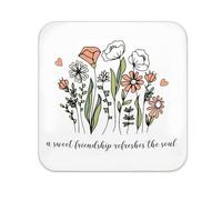 Colorful Floral Coaster, Sweet Friendship Gifts for Women Bestie Sisters, Funny Coasters Thank You Gift, Suitable for Christmas and Birthday, 4.06×4.06×0.31in