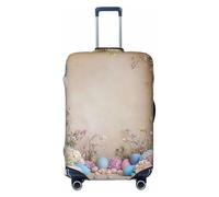 Colorful Floral Decorations, Pastels with Eggs and Carrots Elastic Travel Luggage Cover Suitcase Protector, Print Suitcase Baggage Cover Anti-Scratch
