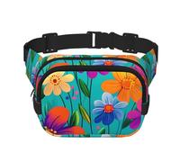 Colorful Floral Double Layer Waist Bag Pack Daisy Flower Bum Bag Fanny Pack for Men Women, Adjustable Belt Bag for Travel Hiking Running Cycling Festival