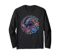 Colorful Floral Dragon Fantasy Winter Art Women Girls Long Sleeve T-Shirt