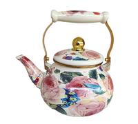 Colorful Floral Enamel Teapot, Kitchen Stove Tea Kettle, 2.5L Hot Water Coffee Kettle Pot with Ceramic Handle