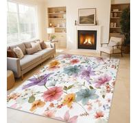 Colorful Floral Floor Mat 50x80 cm, Watercolor Flower Rugs for Living Room Bedroom, Washable Non Slip Area Rugs, Pattern Small Carpet, Home Decor C&J51