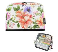 Colorful Floral Flowers White Pencil Bag Storage Pencil Case Zipper Pouch Large Boys Pen Bags Teen Girls Big Capacity Stationery Kids Back to School Supply