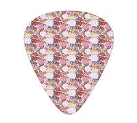 Colorful Floral Guitar Picks 12 Pack Universal ABS Guitar Picks,Colorful in Floral Arrangement Spring Inspirations Abstract Design,for Acoustic and Electric Guitar,Red and Pink