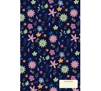 Colorful Floral Pattern Notepad, Cute Pink/Green/Blue Flowers with Leaves on Navy Blue Cover, Notebook for students, school, journey, diary and ... Women's Notebook with Colorful Flowers