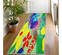 Colorful Floral Print Runner Rug for Hallway, 60x200, Abstract Modern Pattern Throw Rug Entrance Pop Art Flower Decor Carpet, Washable Non-Slip Rugs Runners for Living Room Bedroom, is909