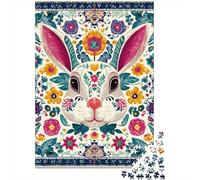 Colorful Floral Rabbit Art Jigsaw Puzzles Puzzle for Adults Kids. 1000 Pieces Great Gifts Challenge Toy Educational Games Home Decoration for Adults& Kids Age 14 Years Up 52x38cm/1000pcs
