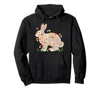 Colorful Floral Rabbit Matching Wild Animal Lover Kids Pullover Hoodie