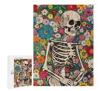 Colorful Floral Skeleton Art Print Puzzle 1000 Teile Schwer Puzzle Spielzeug Lernspiel Impossible Herausforderungsspielzeug Für Erwachsene Kinder 500 PCS