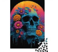 Colorful Floral Skull Art Print Jigsaw Puzzles Puzzles for Adults Kids. 1000 Pieces Whimsical Challenge Toy Educational Games Home Decoration for Adults& Kids Age 14 Years Up 38x26cm/1000pcs