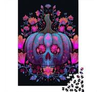 Colorful Floral Skull Artwork Jigsaw Puzzles Puzzles for Adults Kids. 1000 Pieces Impossible Challenge Toy Educational Game Home Decoration for Educational Games Gifts 38x26cm/1000pcs