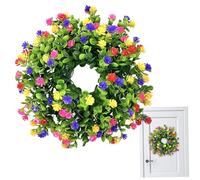 Colorful Floral Wreath for Front Door, 33cm Spring Summer Decoration with Eucalyptus and Ranunculus for Indoor Outdoor Decor