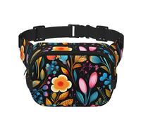 Colorful Florals Double Layer Waist Bag Pack Daisy Flower Bum Bag Fanny Pack for Men Women, Adjustable Belt Bag for Travel Hiking Running Cycling Festival