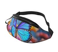 Colorful Florals Fanny Pack for Women Men Fashion Waist Pack Adjustable Belt Bag for Workout Running Travelling Casual Waist Bag, Colorful Butterfly Flower, One Size