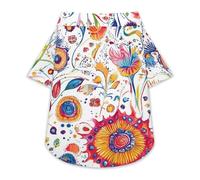 Colorful Florals Watercolor Flowers Dog Hawaiian Shirt Stretch Collar Button Down Pet Clothes for Small Medium Puppy