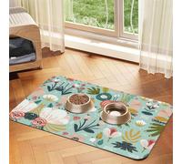Colorful Floraprint Pet Absorbent Leather Tablecloth,Wipe Clean Quick Dry,Food Mat For Small Animals