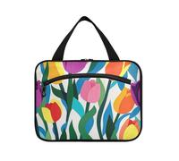 Colorful Flower Beautiful Hanging Large Hanging Toiletry Bag with Hook, Designer Unisex kit Bag for Men for Travelers Toilet Porta cosmeticos Mujer para cartera L