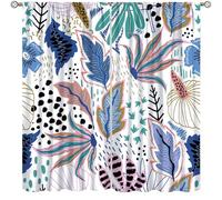 Colorful Flower Blackout Curtain,Abstract Floral Tropical Botanical Print Window Curtains for Dining Room Living Room Kitchen Cafe Bedroom Office Drapes,55x63 in