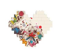Colorful Flower Butterfl Print 3D Jigsaw Art Brick Puzzle Heart-Shaped Desk Decor Building Blocks 30 pieces DIY Gift