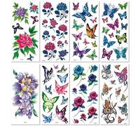 Colorful Flower, Butterfly, And Leaf Temporary Tattoos - Waterproof And Sweatproof 90 * 190MM A046