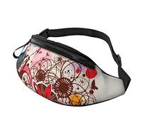 Colorful Flower Butterfly Sport Waist Bag Travel Bumbags with Zipper and Earphone Hole, Running Fanny Pack Waist Pack with Adjustable Belt for Men Women
