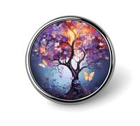Colorful Flower Butterfly Tree Badge Holder Personalized Metal Button Pin Fashion Round Badge with Pattern Pin DIY Button Badges Exquisite Brooch Crafts Gift Clothes Decorative Pins