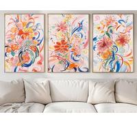 Colorful Flower Canvas Wall Art Abstract Floral Paintings Watercolor Floral Prints Pink Botanical Poster Flower Market Poster Pink Floral Pictures Wall Decor for Bedroom Kitchen 16x24inch No Frame