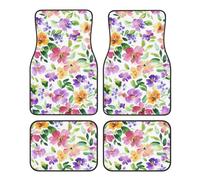 Colorful Flower Car Mats 4 Pieces Daisy Floral Universal Floor Car Mats Non-Slip Vehicle Carpet for SUV Van Truck Sedan