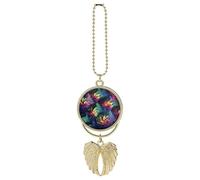 Colorful Flower Car Pendant, Rear View Mirror Hanging Ornament, Auto Decor for Rearview Mirror, Keychain Golden-Style