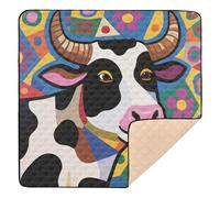 Colorful Flower Cows Soft Foam Baby Gym & Activity Mat for Indoor Outdoor Cozy Breathable Foldable Baby Tummy time Play mat for Baby Kids Toddlers Infants, 50'' x 50''tapete de gimnasio para
