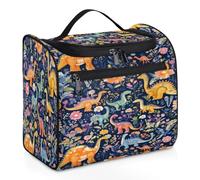 Colorful Flower Dinosaurs Travel Toiletry Bag for Women Men Kids Girls Boys 11.2 L Big Cosmetic Makeup Bag Hanging Wash Pouch Bag Toiletries Organizer Shower Bag