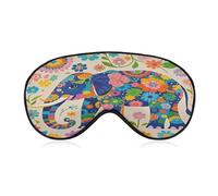 Colorful Flower Elephant Eye Mask Sleep Mask for Side Sleeper Women Men Pressure-Free & Light Block-Out Blindfold Soft Comfortable Eye Covers Breathable Blindfold Adjustable